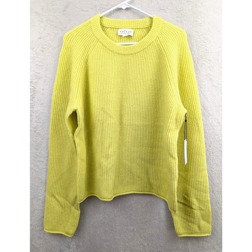 Velvet by Graham & Spencer sz XL Bright Citron Sweater wool Yak blend ls 2471